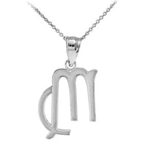Sterling Silver Virgo Zodiac Sign in Circle Rope Pendant Necklace